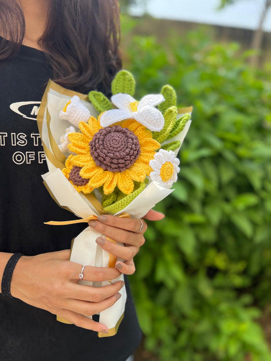Handmade Sunflower Crochet Bouquet