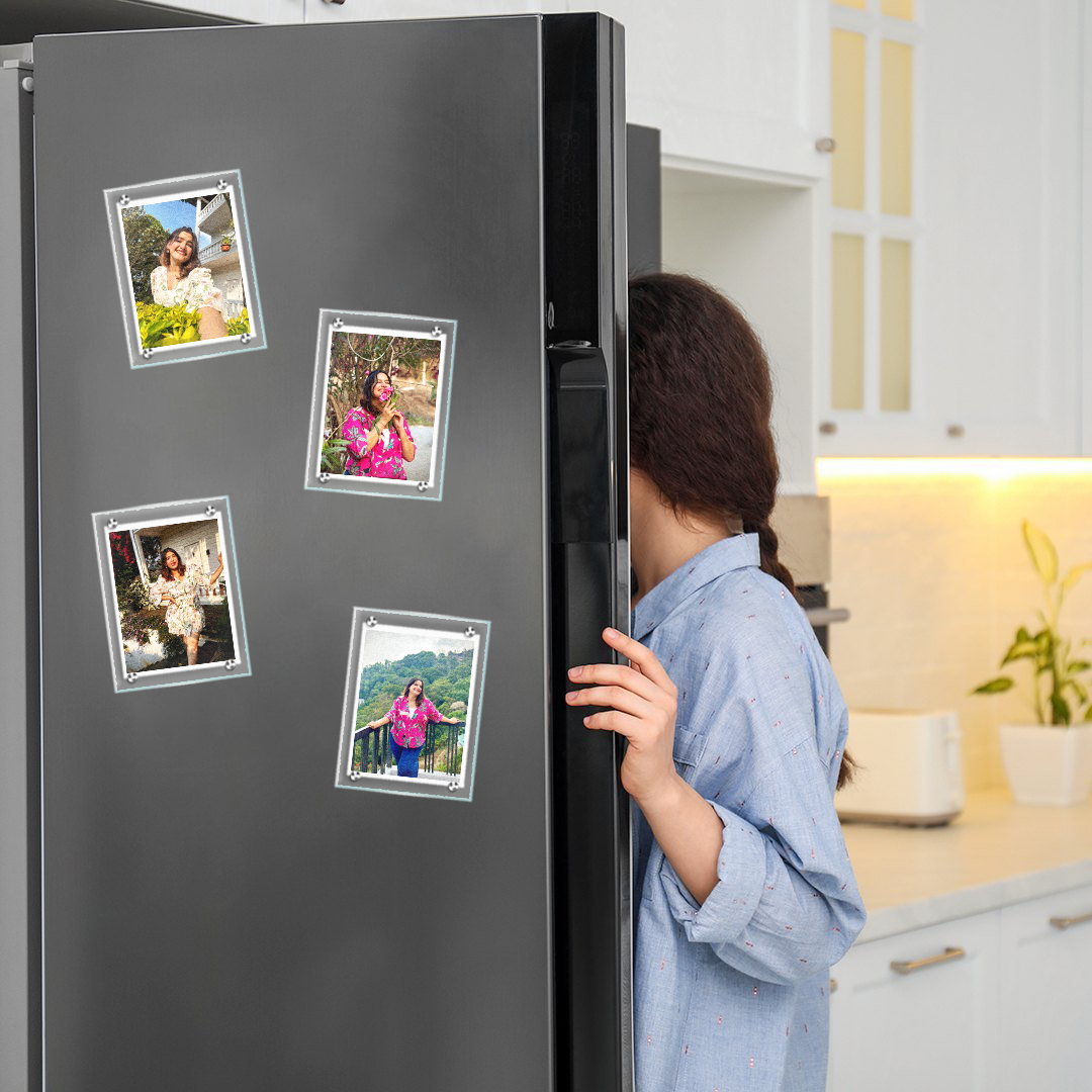 Personalised Acrylic Photo Fridge Magnet Set of 4 pcs