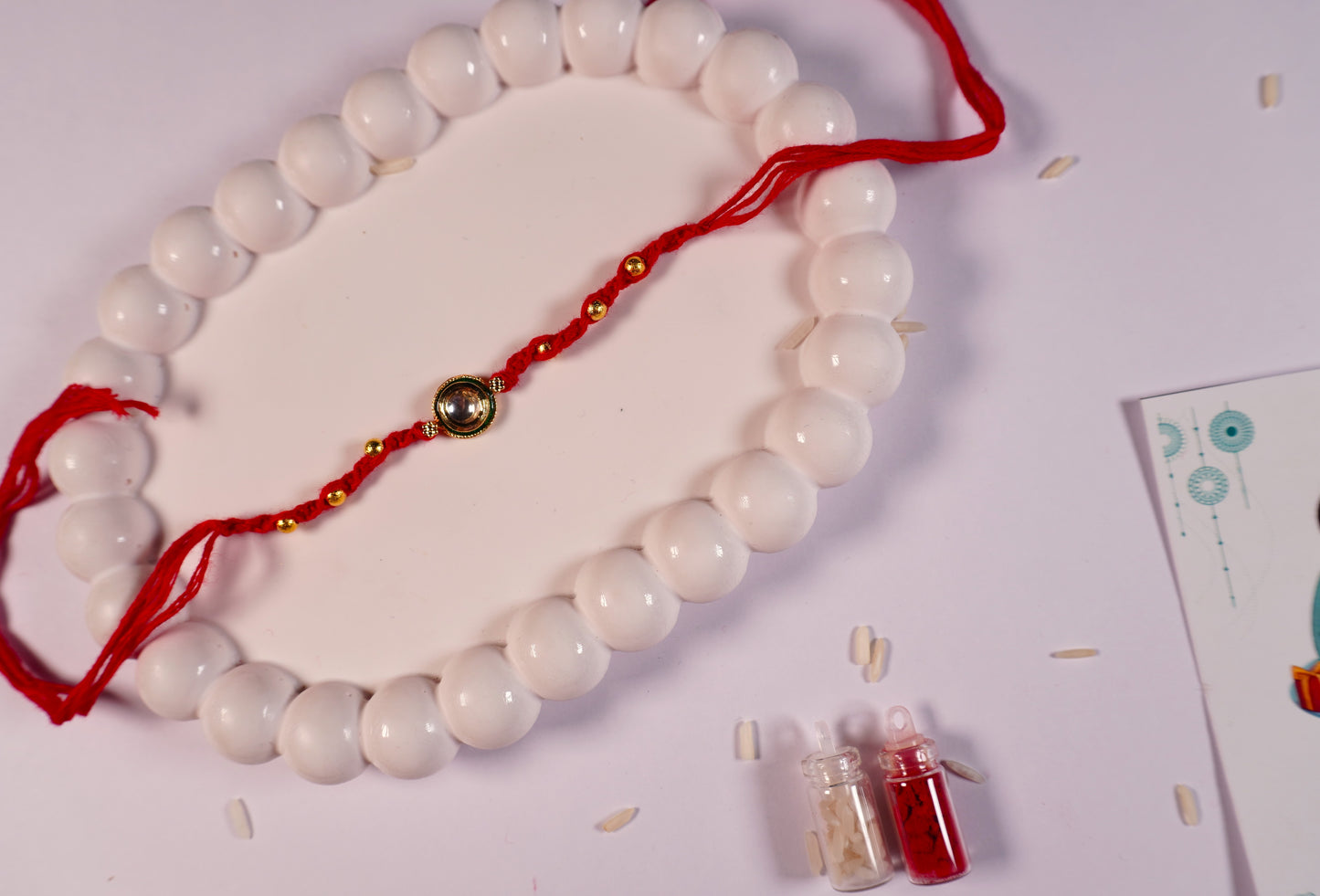 Classic Red Thread Kundan Rakhi