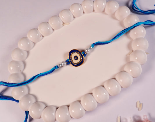 Oval Shape Blue Evil Eye Rakhi