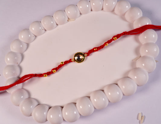 Classic Red Thread Kundan Rakhi