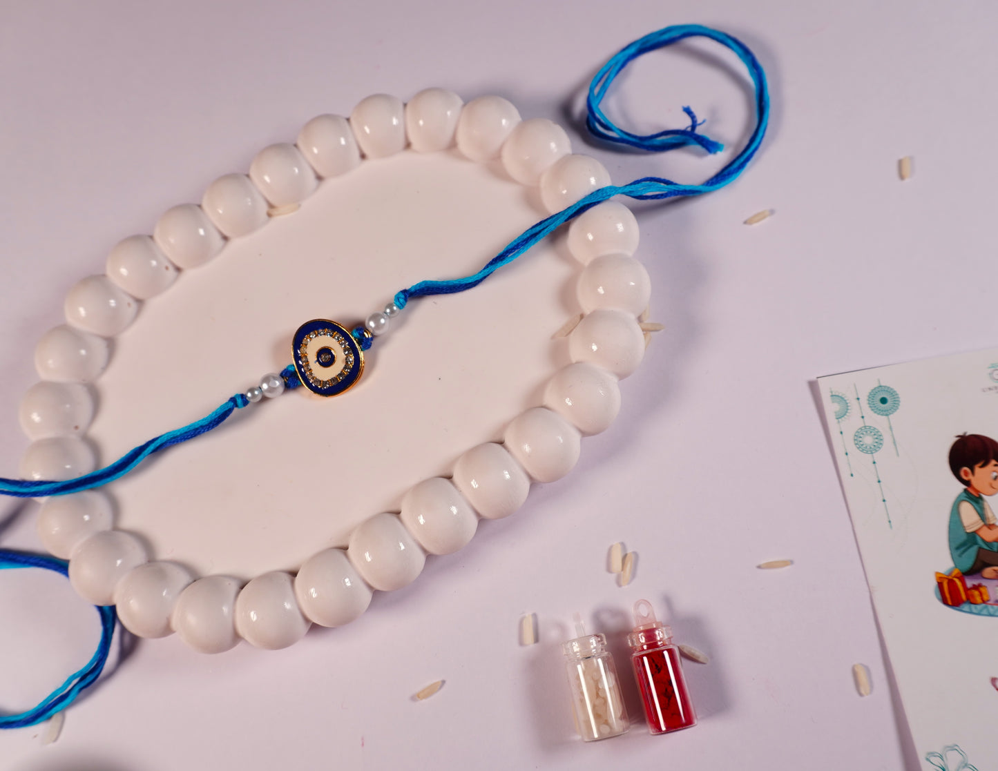 Oval Shape Blue Evil Eye Rakhi