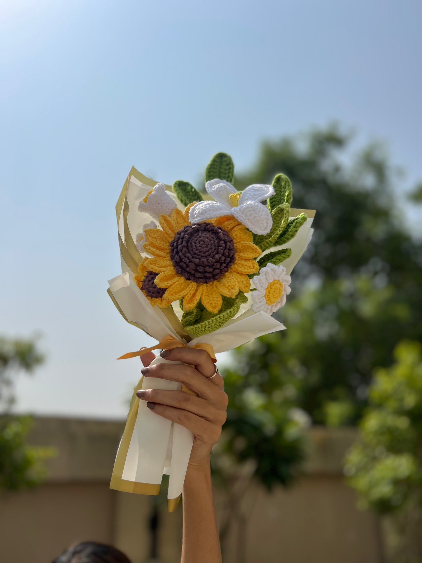 Handmade Sunflower Crochet Bouquet