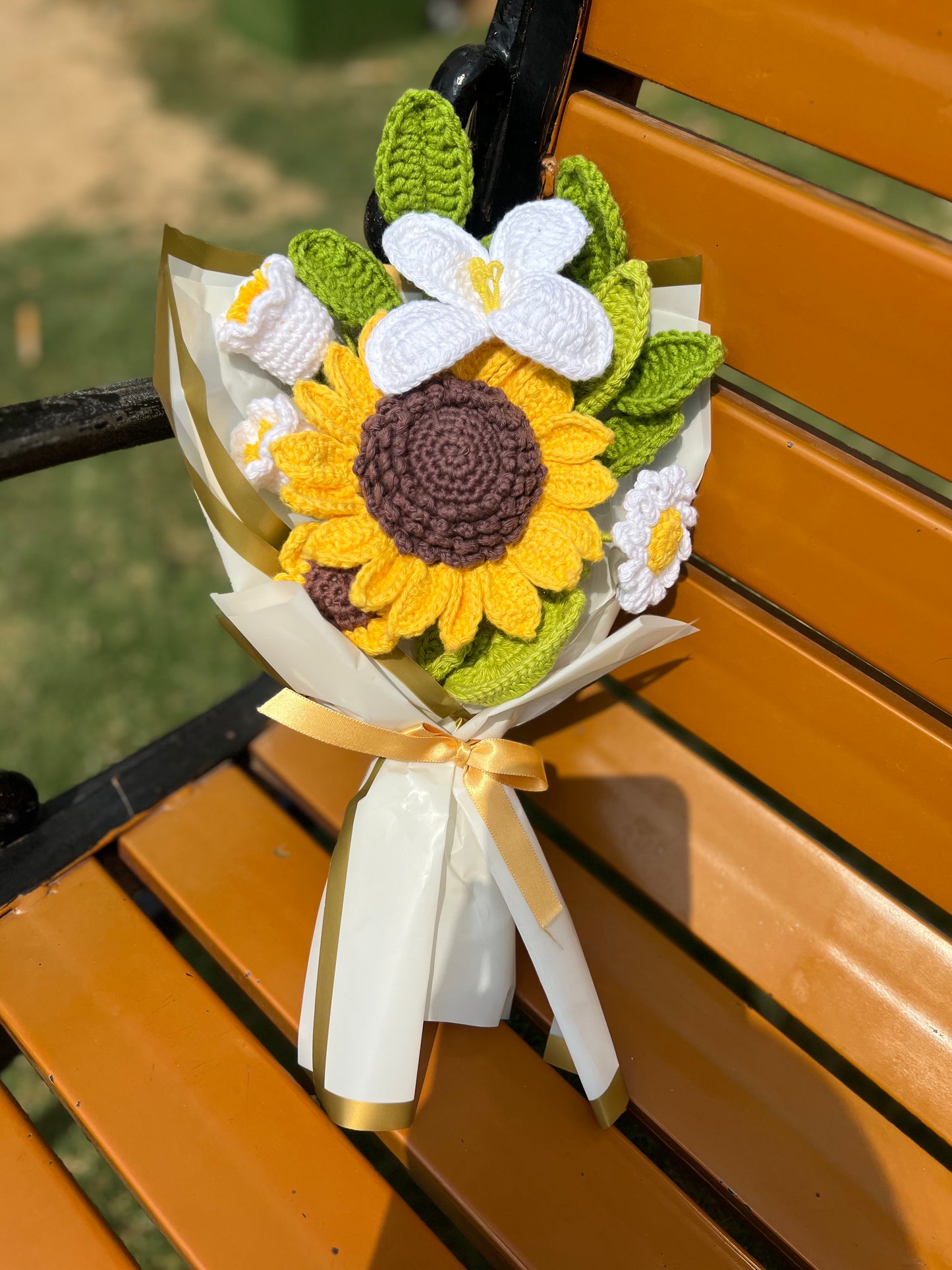Handmade Sunflower Crochet Bouquet