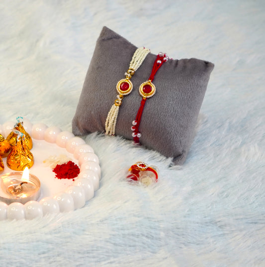 Pink Rubi Kundan Couple Rakhi