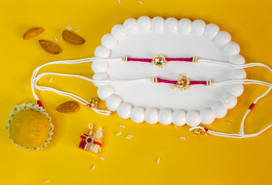 Pink Kundan Couple Rakhi