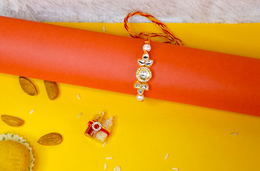 Pearl Bloom Kundan Rakhi