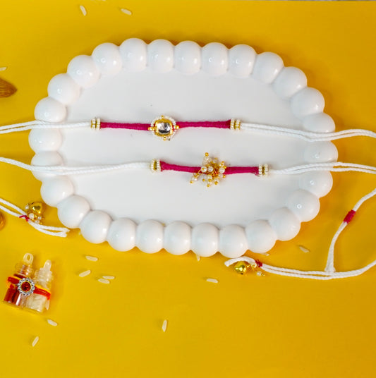 Pink Kundan Couple Rakhi