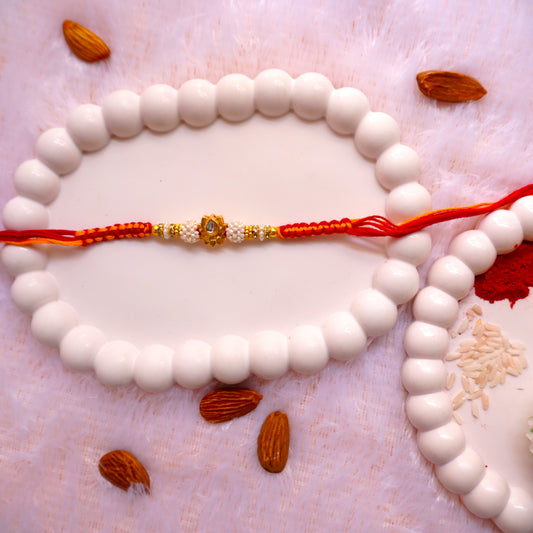 Lotus Shape Kundan Rakhi