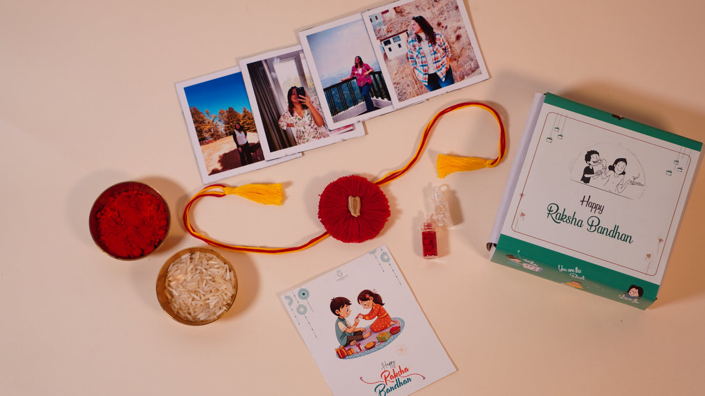 Personalised Polaroid Fridge Magnet + Seed Rakhi