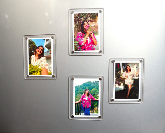 Personalised Acrylic Photo Fridge Magnet Set of 4 pcs