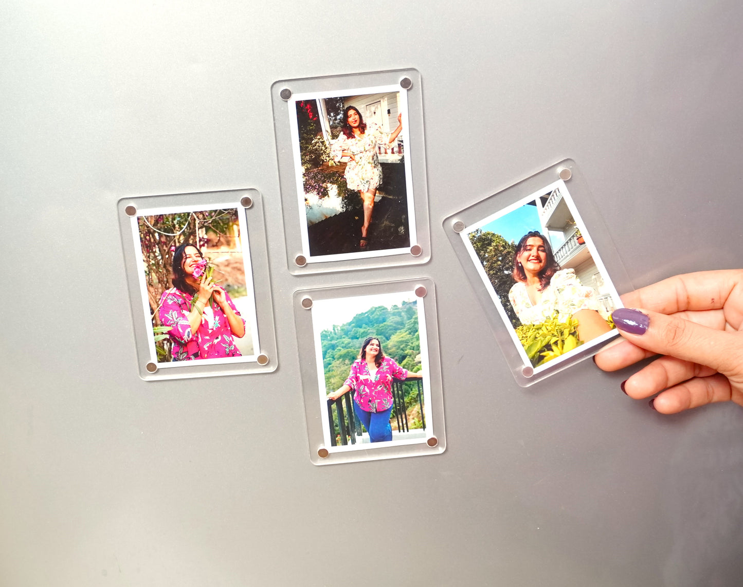 Personalised Acrylic Photo Fridge Magnet Set of 4 pcs