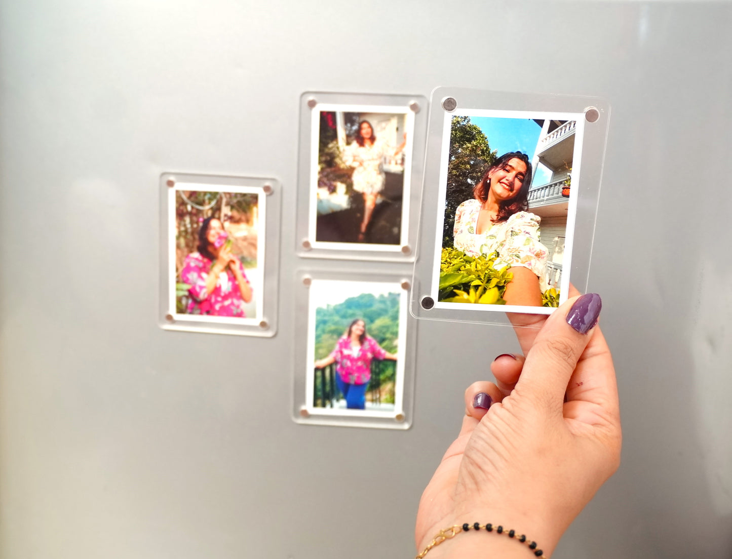 Personalised Acrylic Photo Fridge Magnet Set of 4 pcs